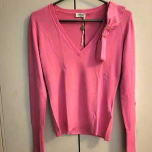 NWT! LIU JO Pink Bow Embellished Detail Sweater - XS